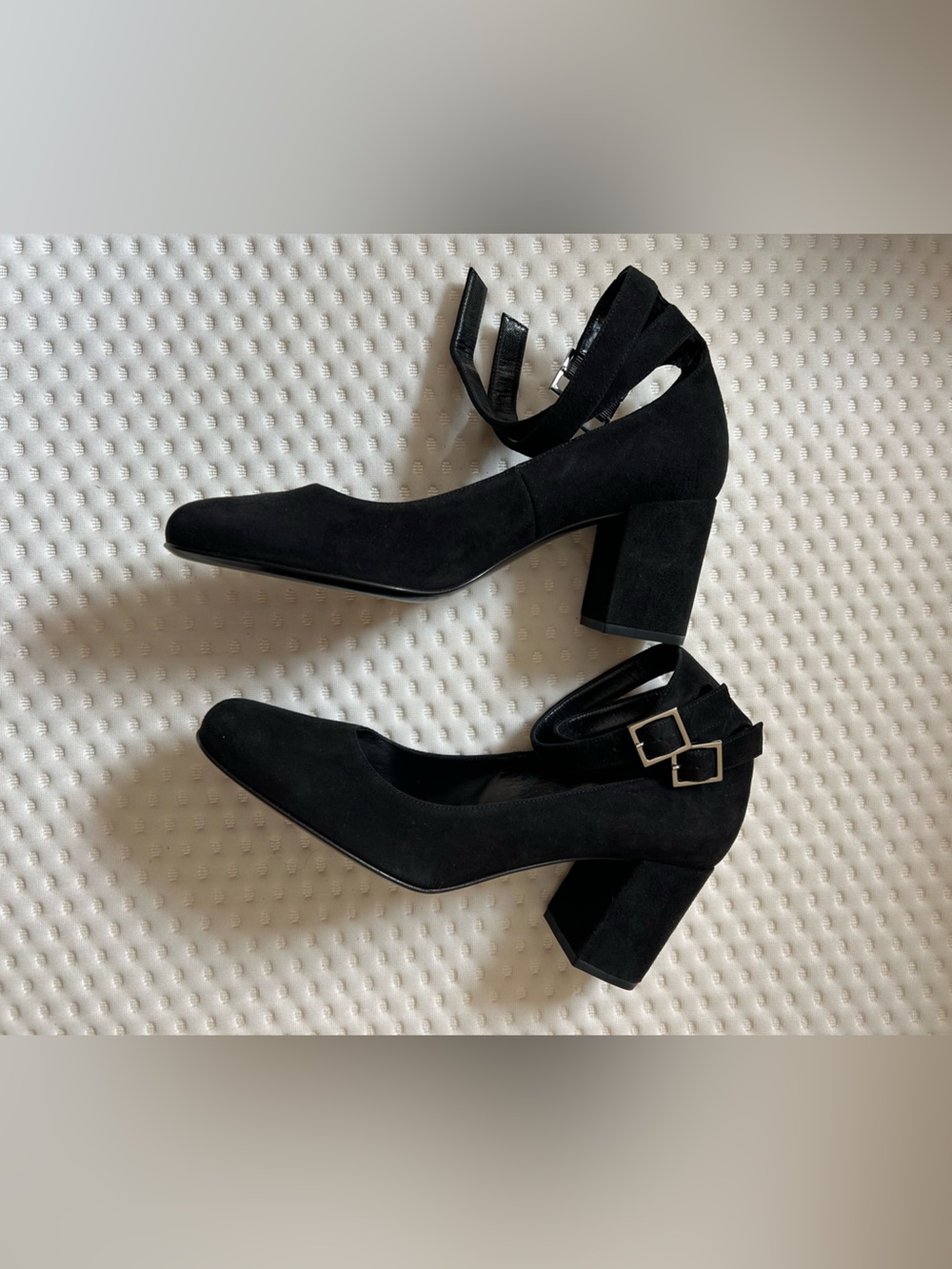 Saint Laurent Babies 70 Black Suede Double Strap Pumps EU 38 - Picture 3 of 10